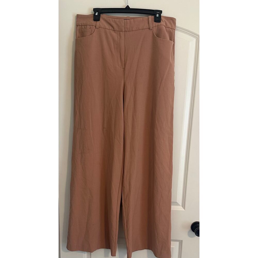 New York & Company 14 Tall Khaki Wide Leg Flat Front Pants